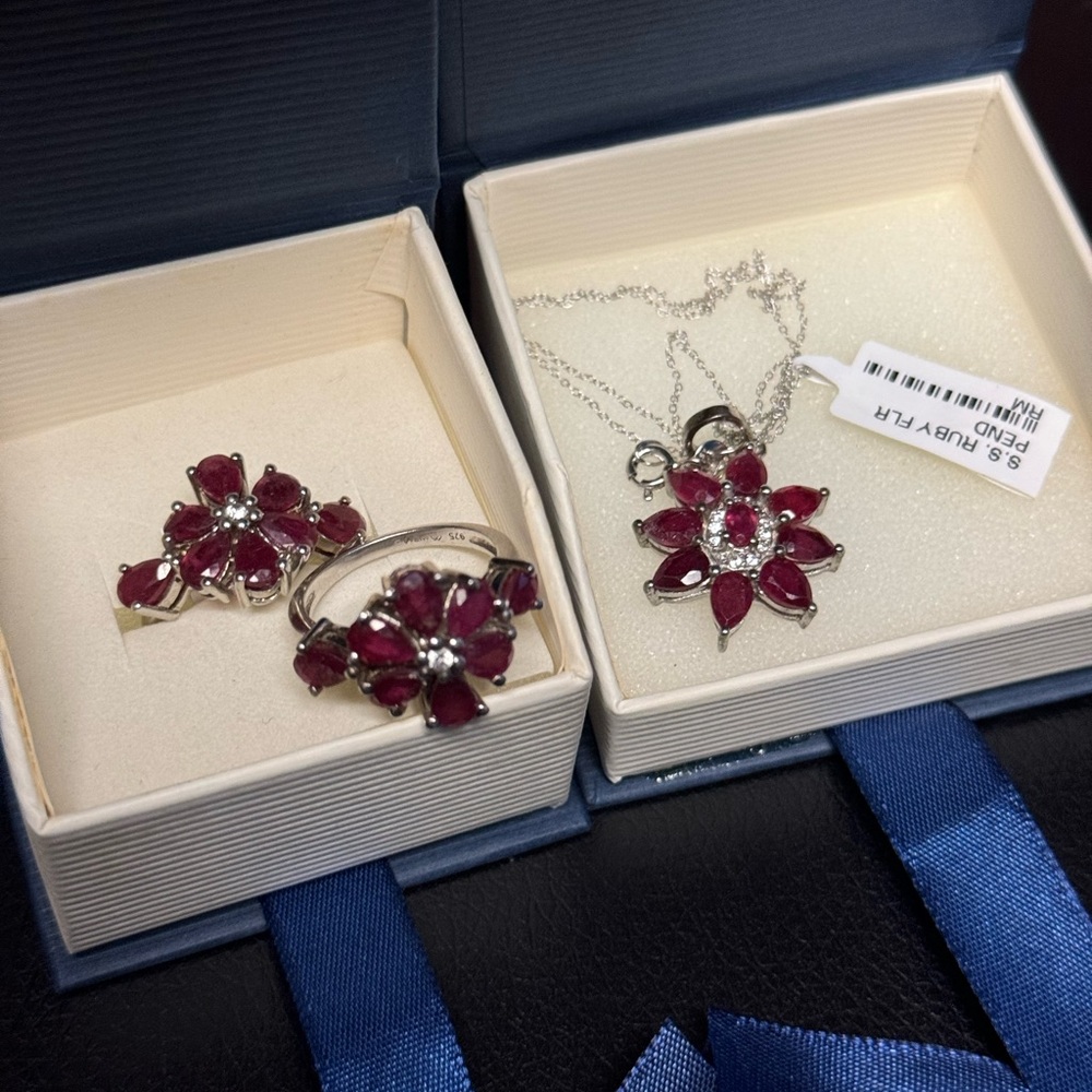 Natural Ruby Necklace and Ring Set